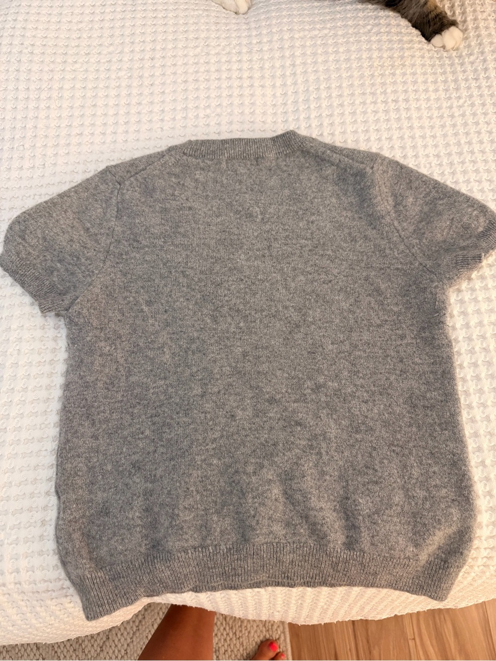 Quince women’s cashmere Short-Sleeve Crewneck Sweater - Light Gray - Picture 2 of 2